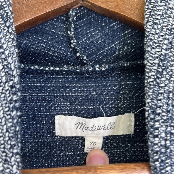 Madewell - Navy & White Tweed Mock-neck Long Sleeve Textured Top Size XS - Picture 8 of 10